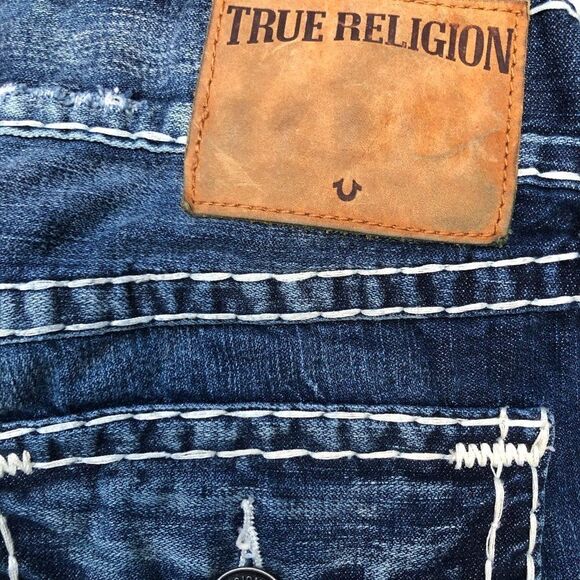 TRUE Religion Jean Shorts Size 33 RICKY SUPER T Blue - Picture 7 of 7